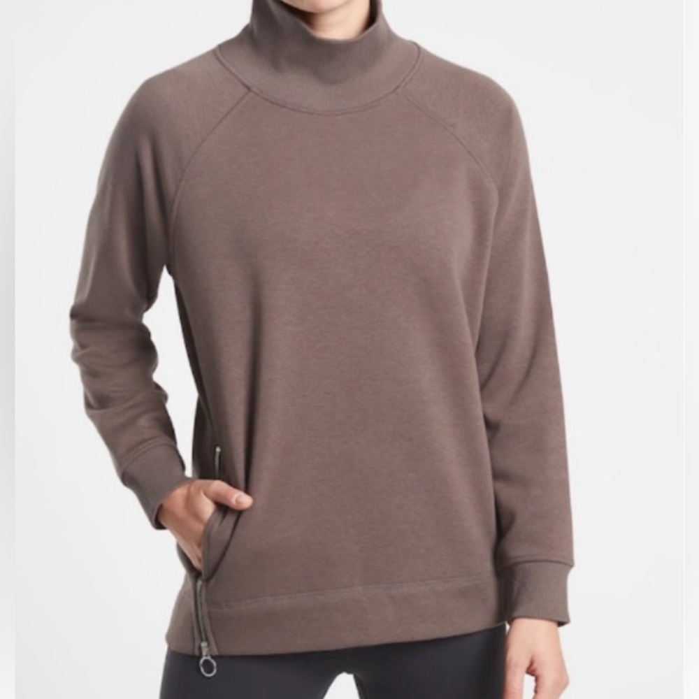 Athleta Cozy Karma Side Zip Funnel Neck Sweatshirt